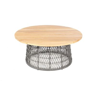 Sonnenpartner Lounge-Tisch Retro ø 100 cm Aluminium mit Teak Loungetisch