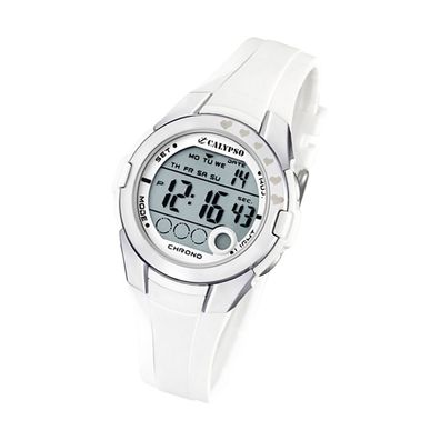 Calypso Kunststoff PUR Kinder Uhr K5571/1 Armbanduhr weiß Junior UK5571/1