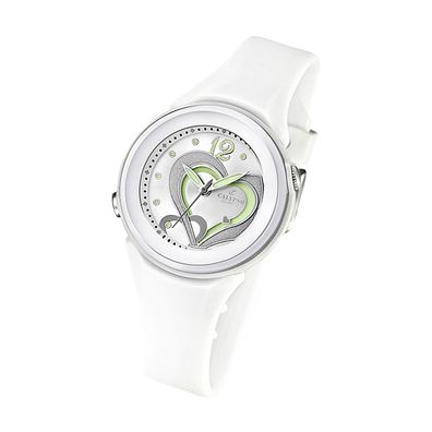 Calypso Kunststoff PUR Damen Uhr K5576/1 Armbanduhr weiß Analogico UK5576/1