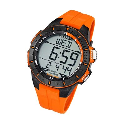 Calypso Kunststoff PUR Herren Uhr K5607/1 Armbanduhr orange Digital UK5607/1
