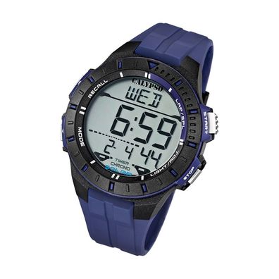 Calypso Kunststoff PUR Herren Uhr K5607/2 Armbanduhr blau Digital UK5607/2