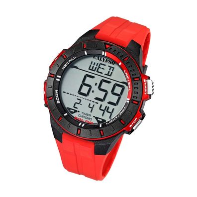 Calypso Kunststoff PUR Herren Uhr K5607/5 Armbanduhr rot Digital UK5607/5
