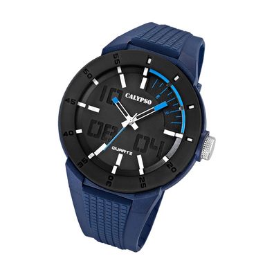 Calypso Kunststoff PUR Herren Uhr K5629/3 Armbanduhr blau Analogico UK5629/3