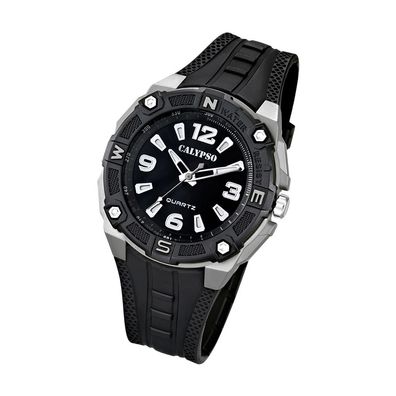 Calypso Kunststoff PUR Herren Uhr K5634/1 Armbanduhr schwarz Analogico UK5634/1