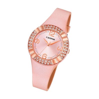 Calypso Kunststoff PUR Damen Uhr K5659/2 Armbanduhr rosa Analogico UK5659/2