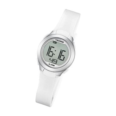 Calypso Kunststoff PUR Damen Uhr K5677/1 Armbanduhr weiß Digital UK5677/1