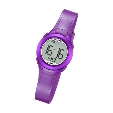Calypso Kunststoff PUR Damen Uhr K5677/2 Armbanduhr lila Digital UK5677/2