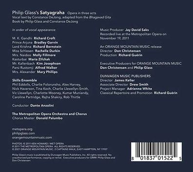 Philip Glass: Satyagraha (Oper in 3 Akten) (GA) - - (CD / S)