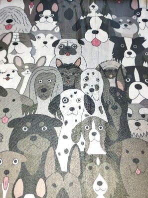 Schal mit Hunde Motiv auf beiden Seiten mit schwarzem Hintergrund