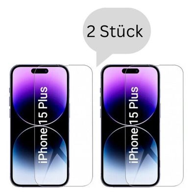 2x iPhone 15 Plus Panzerfolie Schutzglas Hartglas Display Schutzfolie Kratzfest