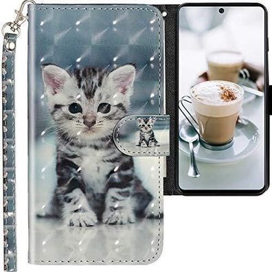 Hülle für Samsung Galaxy S22 Handyhülle Handytasche Katze Handy Case Etui Cover