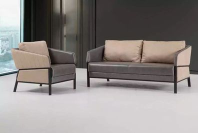 Grau Sofa 2 Sitzer Moderner Couch Office Möbel Polstersofa Designer