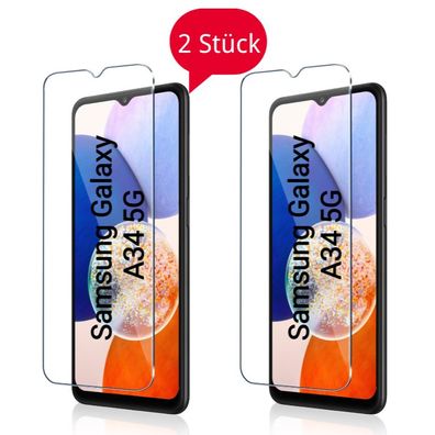 2x Samsung Galaxy A34 5G Panzerfolie Schutzglas Hartglas Display Schutz Folie