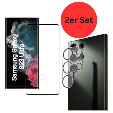 2er Set Samsung Galaxy S23 Ultra 5G Panzerfolie + Kameraschutz Kameraglas Schutz