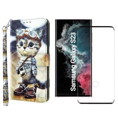 Samsung Galaxy S23 Handyhülle mit Panzerfolie Schutzglas Hülle Case Wallet