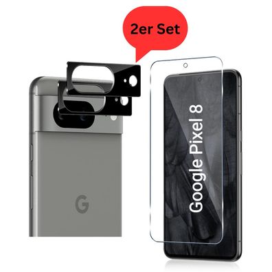 2in1 Google Pixel 8 Panzerfolie + Kameraschutz Display Kameraglas Schutzfolie