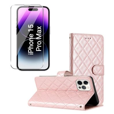 iPhone 15 Pro Max Hülle mit Panzerfolie Schutzglas Klappetui Case Wallet Etui