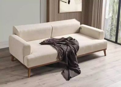 Dreisitzer Sofa 3 Sitzer Klassische Sofa Beige Couch Stoff Stil Möbel Neu