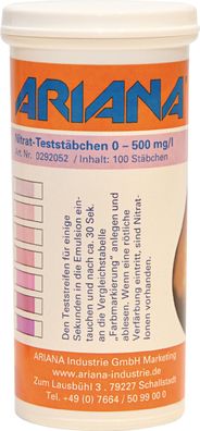 Messstäbchen TRGS 611 Nitrat-Gehalt 0-500 mg/ l 100 St. Dose ARIANA