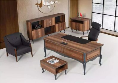 Arbeitzimmer Schreibtisch Luxus Design Tisch Büro Office Möbel Chefschreibtisch
