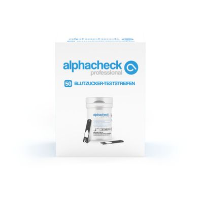 Alphacheck professional Blutzuckerteststreifen | Packung (50 Stück)