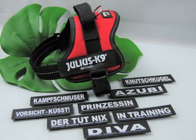 Julius-K9 Powergeschirr ROT Gr. Mini inklusive 10 Stück Klettlogos GRATIS