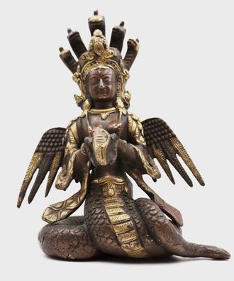 Nag Kanya Schlangengöttin Tochter Nagini´s Skulptur verziertes Messing 2 kg #M