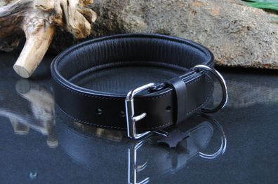 Lederhalsband 4cm x 70cm Gr. L-XL D-Ring bei der Schnalle Rottweiler Schäferhund