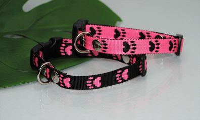 Halsband Pink Pfötchen 15mm Jack Russel Chihuahua Welpenhalsband Malteser Pudel