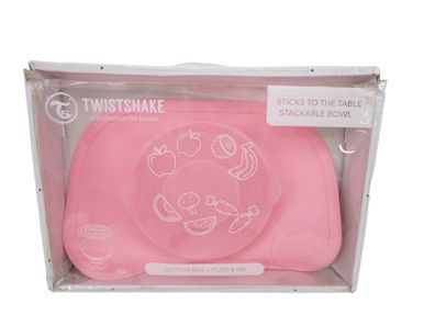 Twistshake Click Mat 38x25cm + Teller Kinder Baby Tischset Rosa B-Ware