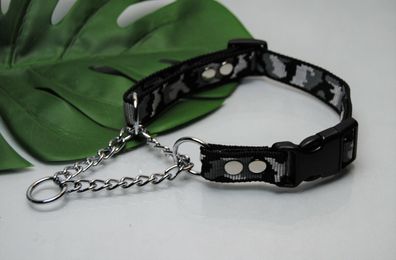 Halsband Durchzugskette Zugstopp 25mm Schneetarn Französische Bulldogge Collie