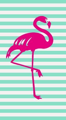 Strandtuch Saunatuch Liegetuch 90x165 Flamingo Streifen grün weiß pink 3139