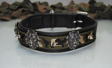 Lederhalsband LÖWE schwarz / TARN 60cm x 4cm Ridgeback Bulldogge Labrador Boxer