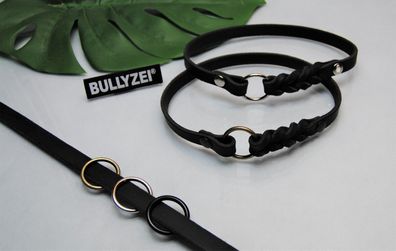 Markenhalsband Leder geflochten 13mm schwarz Halsband für Steuermarke
