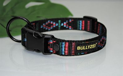 Halsband 25mm schwarz Indianer-Motiv Boxer Husky Retriever Collie Bulldogge