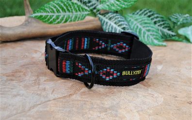 Halsband 4cm Schwarz / Indianer Gr. M-L Boxer Bulldogge Husky Labrador Retriever