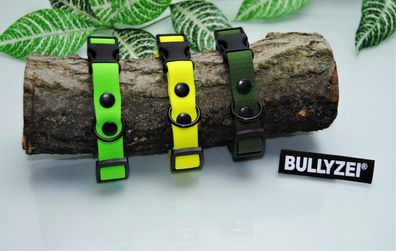 Bullyzei Halsband PVC 20mm OLIV, verstellbar Collie Retriever Drahthaar Suchhund