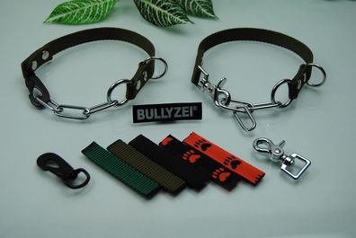 Halsband Training Nylon 60cm x 20mm verstellbar mit Haken / Kette Hundesport IGP