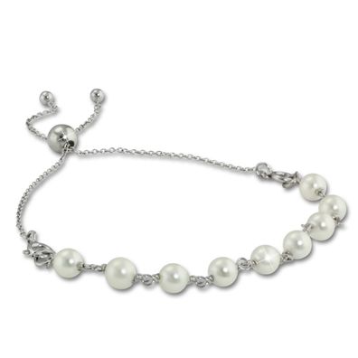 Armband-Set für Damen Design- und Basis-Kette -weiße Perlen- 925er ARS004W