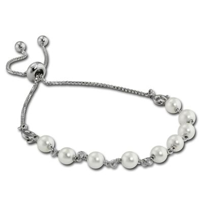 Armband-Set für Damen Design- und Basis-Kette -weiße Perlen- 925er ARS011W