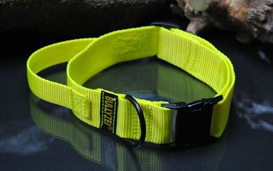 Halsband breit 40mm mit Griff Neon Gr. M Suchhund Malinois Husky Collie Labrador