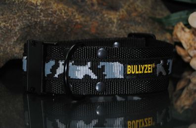 Halsband 5cm Schwarz + Schneetarn Gr. L, Bulldogge Alano Rottweiler Dogge