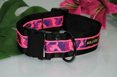 Halsband 5cm Schwarz + Pink-Tarn Gr. M-L, Schäferhund Bulldogge Boxer Labrador