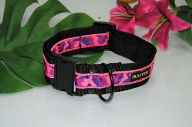 Halsband 5cm Schwarz + Pink-Tarn Gr. L, Bulldogge Alano Rottweiler Dogge