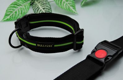 Halsband 4cm breit Schwarz / Neon-Grün Gr.M Security-Lock Retriever Malinois