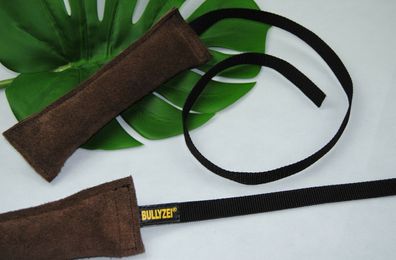 Beißwurst Leder 20 x 5cm mit 75cm Band Dummy Bringsel Welpenspielzeug Hundesport