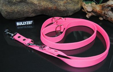 Führleine NEON-Pink verstellbar 2m x 25mm Retriever Boxer Bulldog Border Collie