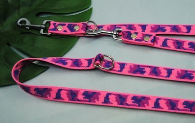 3-fach verstellbare Leine Pink Tarn 2m x 25mm V-Leine tarn Bulldogge Rottweiler