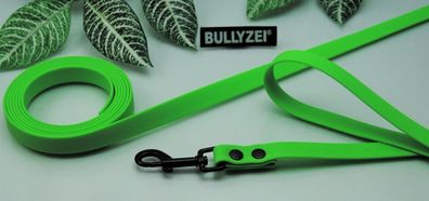 Bullyzei Gummi PVC Schleppleine 20mm x 10m ohne Schlaufe Neon-Grün Haken-Schwarz