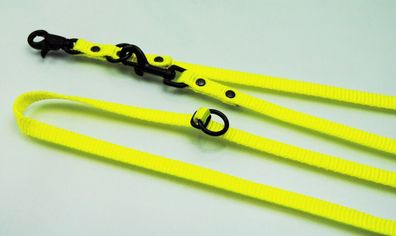EXTRA LANGE V-Leine 4-fach verstellbar 10mm x 3m Neon-Gelb Scheren Welpenleine